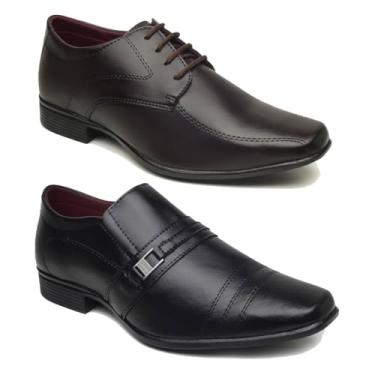 Imagem de KIT 2 PARES SAPATO SOCIAL MASCULINO OXFORD ESTILO ITALIANO (38, PRETO/CAFÉ)