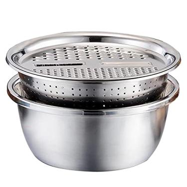 Imagem de Lavadora de Arroz, Bacia Multifuncional de Ralador de Aço Inoxidável 3 Em 1 Bacia de Escorredores para Cozinha, Filtro de Ralador de Vegetais e Cesta de Drenagem
