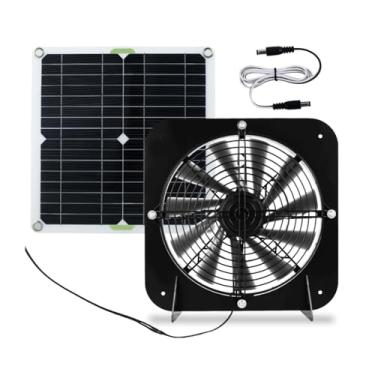 Imagem de HUIZHITENGDA Kit de ventilador solar portátil 50W com ventiladores à prova d'água, ventilador movido a energia solar para galinheiros externos, estufas, galpões