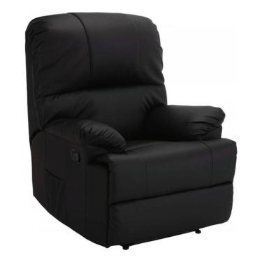 Imagem de Poltrona Do Papai Reclinavel Couro P.u. Preto Até 120kg