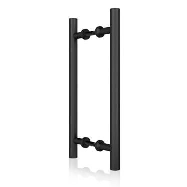 Imagem de JUBEST – Conjunto de puxador de cabo de aço inoxidável com acabamento áspero de 38,1 cm para porta de celeiro deslizante, 15-13/16",Heavy Duty, Matte Black