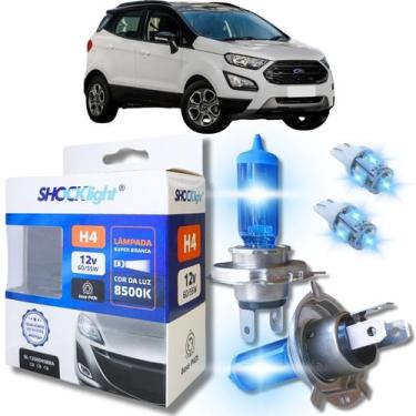 Imagem de Kit par lâmpadas super branca conector h4 8500k shocklight + par leds 