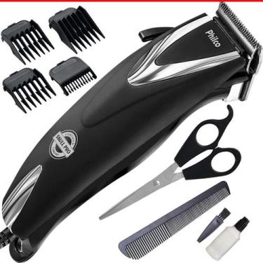 Imagem de Kit Máquina Cortar Cabelo Barba Philco PCR12CR 4 pentes Skull Pro Chro