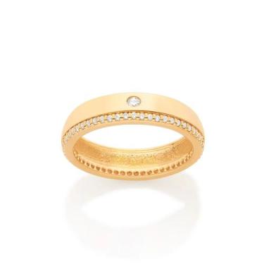 Imagem de Aliança de casamento e noivado ouro 18k banhada anel de compromisso ro