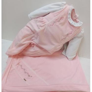 Imagem de Saída Maternidade Plush Bebê Menina Bordado Paraiso Rf 16137 - Paraíso