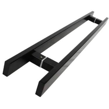 Imagem de Puxador Inox Duplo Para Porta - Barra Chata Preto - 100 Cm - Ideal