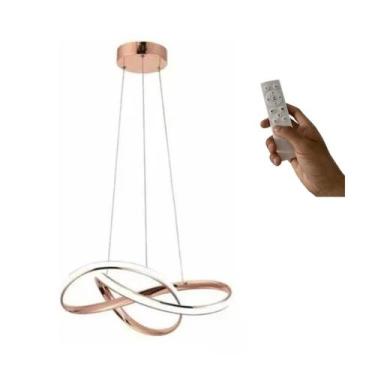 Imagem de Lustre Sala Led Luxo Moderno 45w 50 cm Rose C/ Controle - Casa Moliê