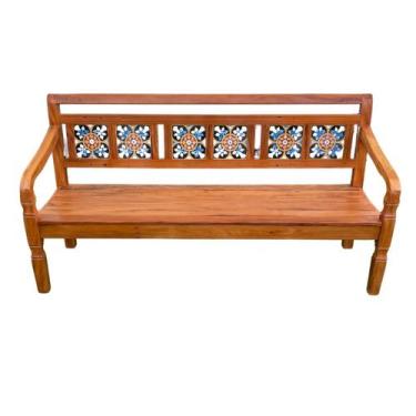 Imagem de Banco Namoradeira 3 Lugares Ladrilho Azul Madeira Peroba Rosa  Sudeste