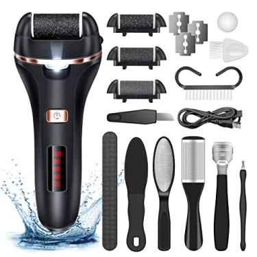 Imagem de Electric Callus Remover for Feet,Rechargeable Foot File Hard Skin Remover,Waterproof 14 in1 Professional Pedicure Kit for Cracked Heels Calluses&Dead Skin,with 3 Roller Heads 2 Speed, Battery Display