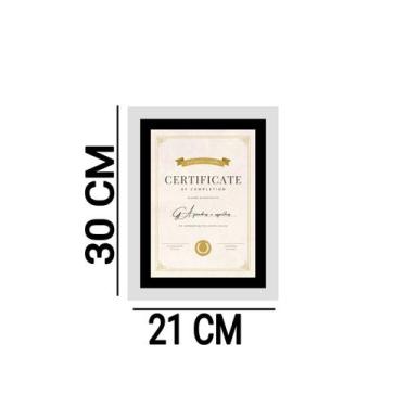 Imagem de porta diploma 21x30 A4 moldura dupla branco e preto - Decoratto Quadro