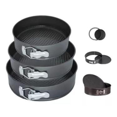 Imagem de Kit 3 Formas Redondas Fundo Removível Para Bolos e Tortas - Em Casa Te