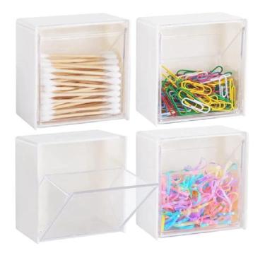 Imagem de 4 Porta Cotonetes Algodão de Parede Organizador Adesivo - Saz