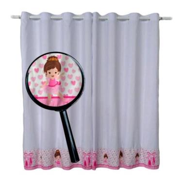Imagem de Cortina Bailarina Quarto De Menina Branca E Rosa Princesa - Pilli Enxo