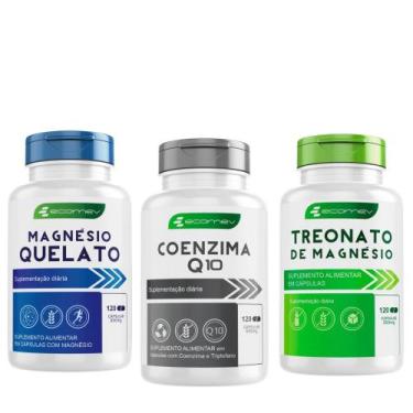 Imagem de Kit Magnesio Treonato + Quelato + Coenzima Q10  Puro 500mg 120Cápsulas