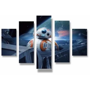 Imagem de Painel De Quadro Mosaico 5 Partes Bb8 Star Wars Para Sala - Mr Decoraç
