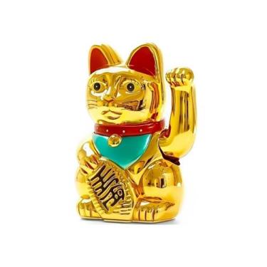 Imagem de Gato Da Sorte Maneki Neko Japonês Dourado 13.5cm - PL