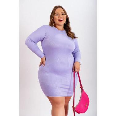 Imagem de Vestido Canelado Tubinho Colado Plus Size Manga Longa - TM Plus Size, 