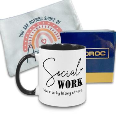 Imagem de MEDROC Canecas engraçadas de assistente social - Cerâmica 325 ml, presentes de agradecimento de assistente social para mulheres e homens, agradecimento, serviço social, xícaras de café para