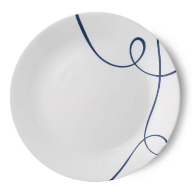 Imagem de Placa de almoço branca CORELLE LIA 8,5 com espiral azul sobre (1) placa