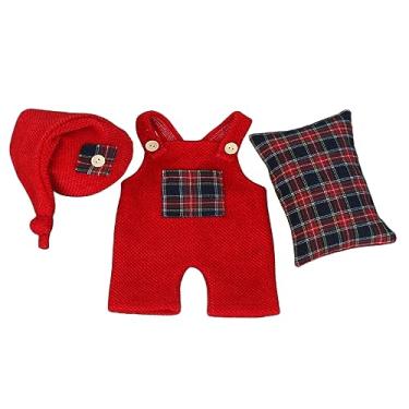 Imagem de Acessórios para sessão de fotos de bebês recém-nascidos de Natal, roupas de crochê, Papai Noel, chapéu vermelho, calças, adereços para fotografia, Vermelho D, M