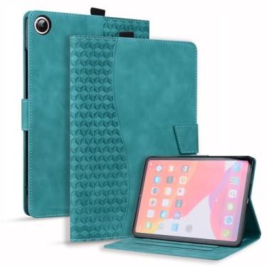 Imagem de Rosbtib Capa para Samsung Galaxy Tab A8 de 10,5 polegadas 2022/2021, capa de couro PU com suporte para negócios com TPU macio para Galaxy Tab A8 de 10,5 polegadas - Verde losango