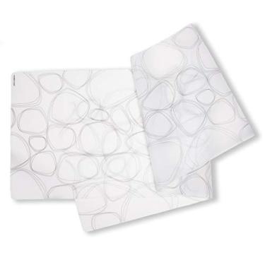 Imagem de modern-twist Caminho de mesa, proteção de mesa livre de BPA, lavável na lava-louças, resistente ao calor até 425°, estampa de pedras, preto