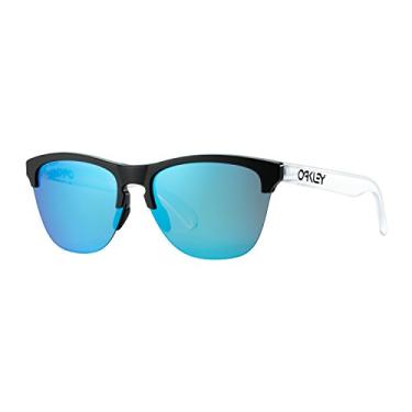 Imagem de Oakley Óculos de sol Frogskins Lite preto fosco/transparente fosco com lente safira Prizm 63 mm, Preto fosco/transparente fosco, One Size