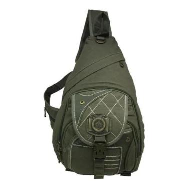 Imagem de Mochila Com Alça Transversal Em Lona Reforçada Kvn Grande, Verde