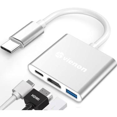 Imagem de Adaptador multiportas USB C para HDMI, hub USB C, adaptador USB C para USB com HDMI 4K + USB 3.0 5Gbps + entrega de energia de 100 W, dongle USB C para iPhone 15, Samsung, MacBook, iPad Pro,