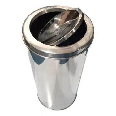 Imagem de Lixeira de Inox P/ Áreas de Lazer, Condomínios, Escritórios com Tampa 