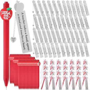 Imagem de Mooliwe Os presentes de agradecimento ao professor incluem caneta esferográfica em forma de maçã com marcador de livro de metal inspirador para professores, material de escritório escolar (48