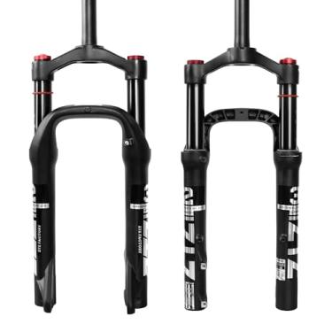 Imagem de ZTZ Garfo de suspensão pneumática de pneu gordo de 50 x 10 cm - viagem de 130 mm, cubo de espaçamento de 135 mm, QR de 9 mm, bloqueio de coroa, garfo dianteiro de bicicleta de pneu ultraleve gordo,