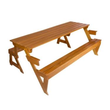 Imagem de Mesa Que Vira Banco 1,90m Madeira Maciça Eucalipto - Mesas Para Churra