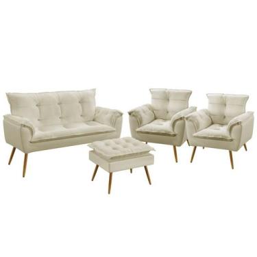 Imagem de Kit Poltrona Namoradeira e 2 Poltronas Decorativas Estofada para Sala 