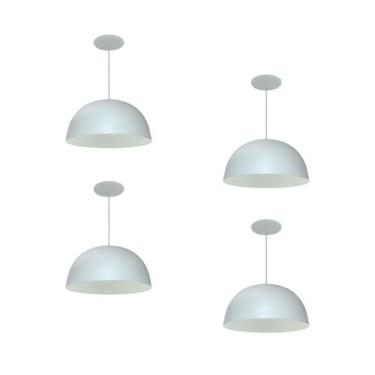 Imagem de Kit 4 Luminária Pendente Meia Lua 24cm Com Interior Branco Brilho Fiaç