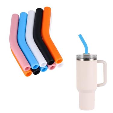 Imagem de 10 tampas de cotovelo flexíveis de silicone de 8 mm, para canudos de 1/3 polegada, tampas de bocal, pontas de substituição de canudo de metal para canudos de borracha de aço inoxidável Stanley Cup