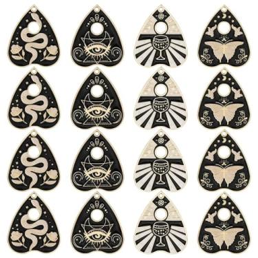 Imagem de Ornazy 20 peças, 4 berloques de gato estilo gótico preto branco Halloween esmalte ouijas charme tarot planchette pingentes sol lágrima pingentes em forma de coração para fazer joias encantos ocultos