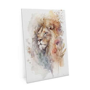 Imagem de Quadro Para Sala Decorativo Leão Em Aquarela Colorido 90x60 - Bimper, 