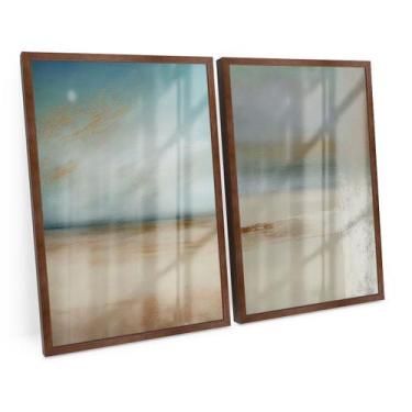 Imagem de Quadro Decorativo Abstract Beach Soft Tones Moderno C/ Vidro - Bimper,