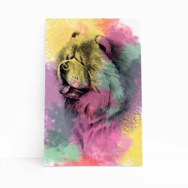 Imagem de Quadro Cachorro Chow Chow Aquarela Tinta Canvas 30x40cm - PlimShop