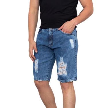 Imagem de Bermuda Jeans Masculina Rasgada Destroyed Fashion Casual - Estilo Reno