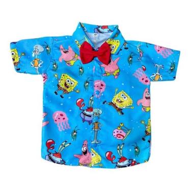 Imagem de Camisa Infantil Temática Bob Esponja Patrick + Gravata - Pequenos Enca