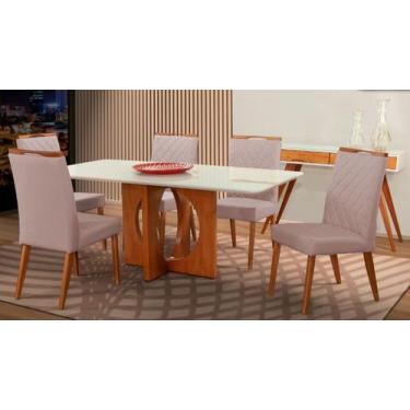 Imagem de Mesa de jantar + 6 cadeiras Roma Anatômico tampo 180 cm off - Gran Dec