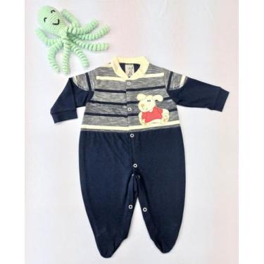 Imagem de Macacão Longo em Malha com Bordado de Cachorrinho - Nethuno Baby, Azul