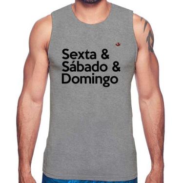 Imagem de Regata Sexta & Sábado & Domingo - Foca na Moda, Cinza, GGG