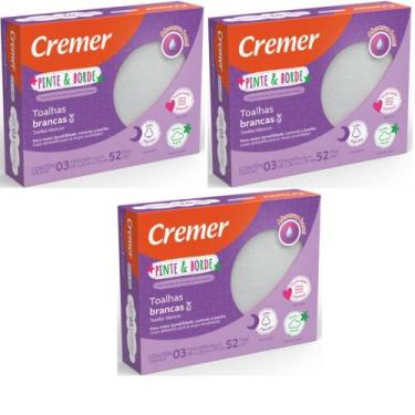 Imagem de Kit 03 CAIXAS Toalha Fralda Luxo Branca Pinte E Borde Cremer - Dugu