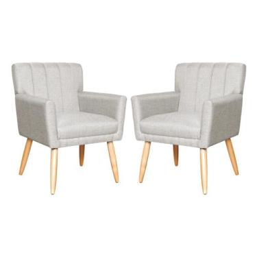 Imagem de Kit 2 Poltronas Camila Estofadas Para Salão De Beleza - Linho - Sv Dec