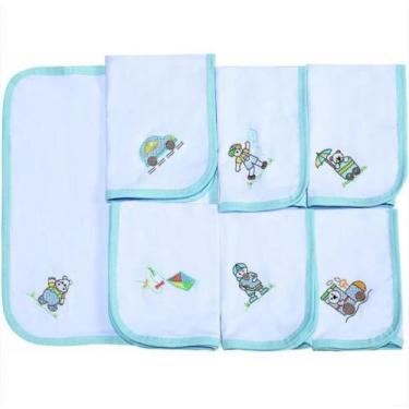 Imagem de Fralda de Boca em Malha para Bebê Azul 03 Peças - Happy Baby