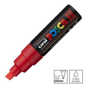 Imagem de Posca PC-8K Fluor. Vermelho Ponta Chanfrada 8 a 17mm - UNI