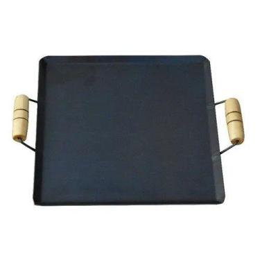 Imagem de Chapa Em Aço Quadrada 2,5 mm Para Lanches Porções Frituras Fogão a Len